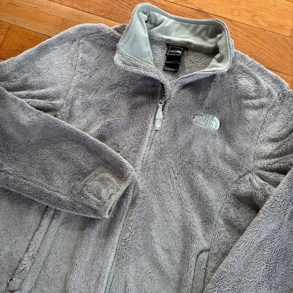 The North Face Furry Fleece Jacket‎ Womens L Lightweight Y2K Full Zip Gray